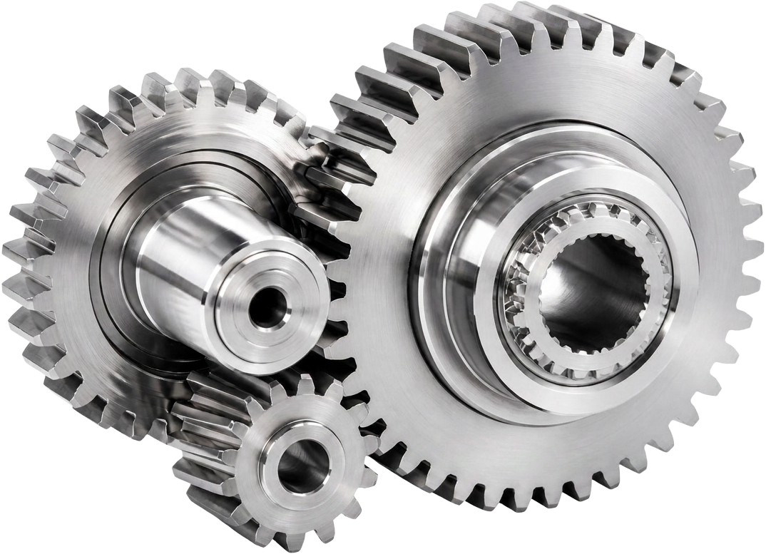 Polished chrome precision gears interlocking